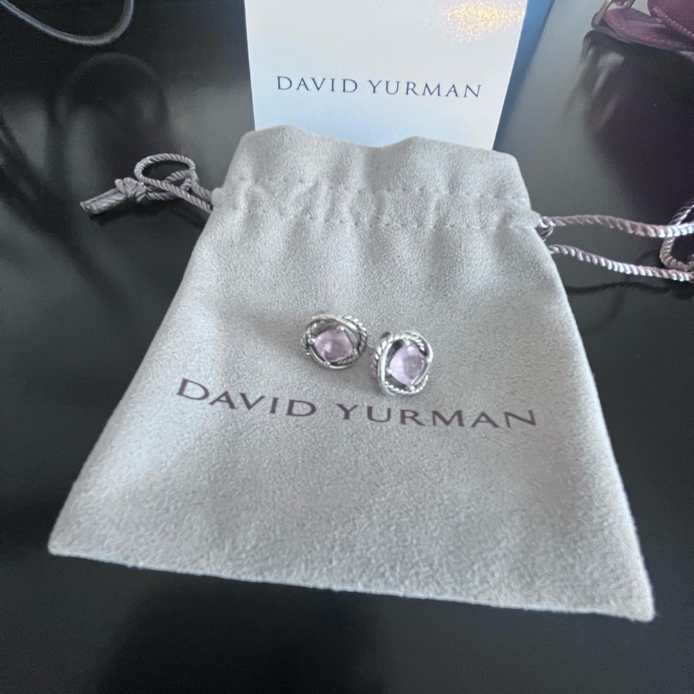 Stunning David Yurman Morganite and Sterling Silver Infinity Earrings